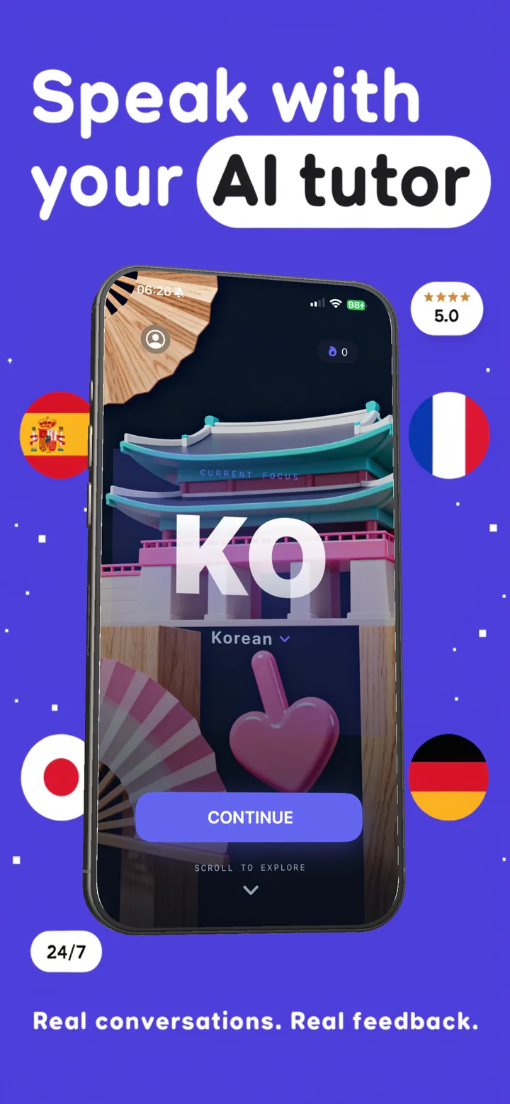 Nomino App Store screenshot: speak with your AI tutor
